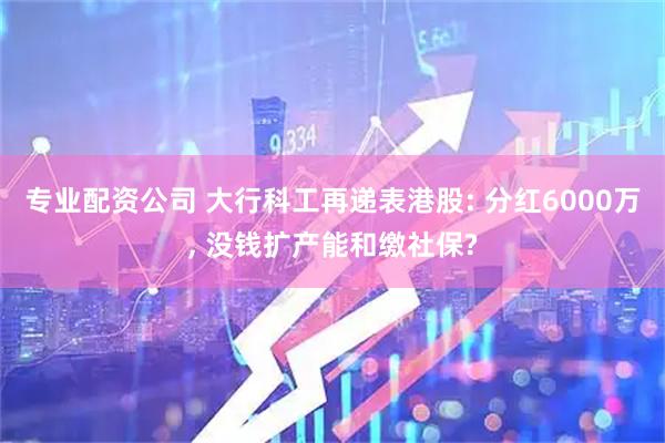 专业配资公司 大行科工再递表港股: 分红6000万, 没钱扩产能和缴社保?